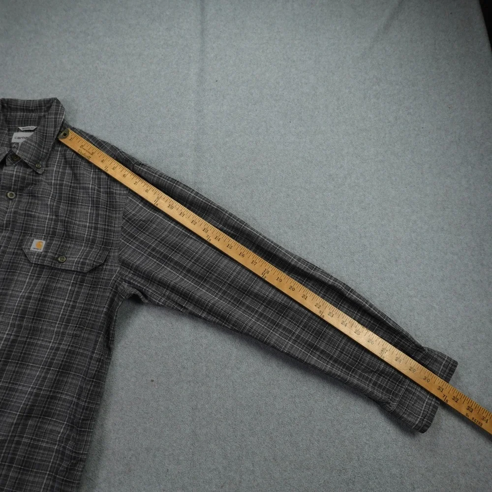 Carhartt Shirt Mens M Gray Plaid Relaxed Fit Long Sleeve Button Up Workwear‎